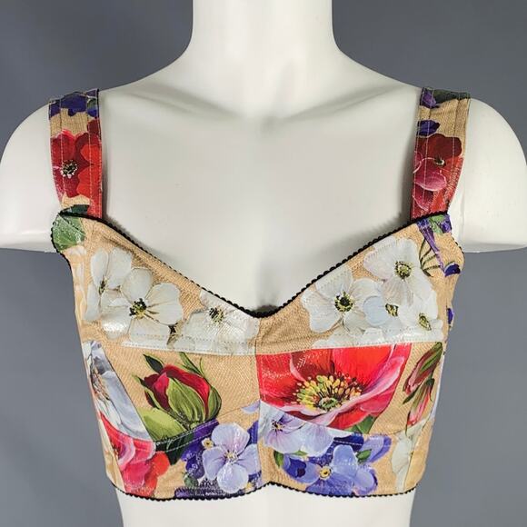 DOLCE & GABBANA Size 8 Multi Color Nylon Blend Floral Bralette - Picture 1 of 8